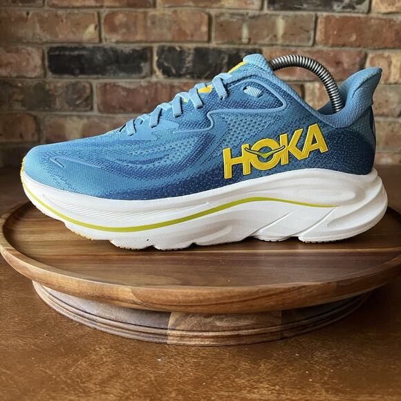 Hoka Clifton 10 Max Cushion Men's 8 2E Road Running Blue White Sneakers Shoes - Picture 1 of 16
